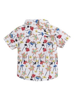 Hopscotch Hopscotch Cotton Boys Off-Floral Print Shirt Shorts Set In Off-White Color For Ages 2-3 Years  - Image 2