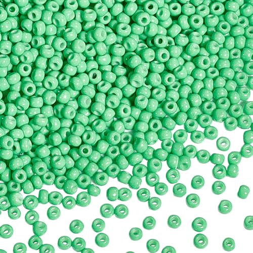 PH PandaHall 6000 Pcs 110 Glass Seed Beads Opaque Green 2mm Seed Beads Round Waist Bead Mini Loose Spacer Bead for Bracelets Necklaces Jewelry Making St Patricks Day Decoration - Image 1