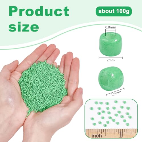 PH PandaHall 6000 Pcs 110 Glass Seed Beads Opaque Green 2mm Seed Beads Round Waist Bead Mini Loose Spacer Bead for Bracelets Necklaces Jewelry Making St Patricks Day Decoration - Image 3