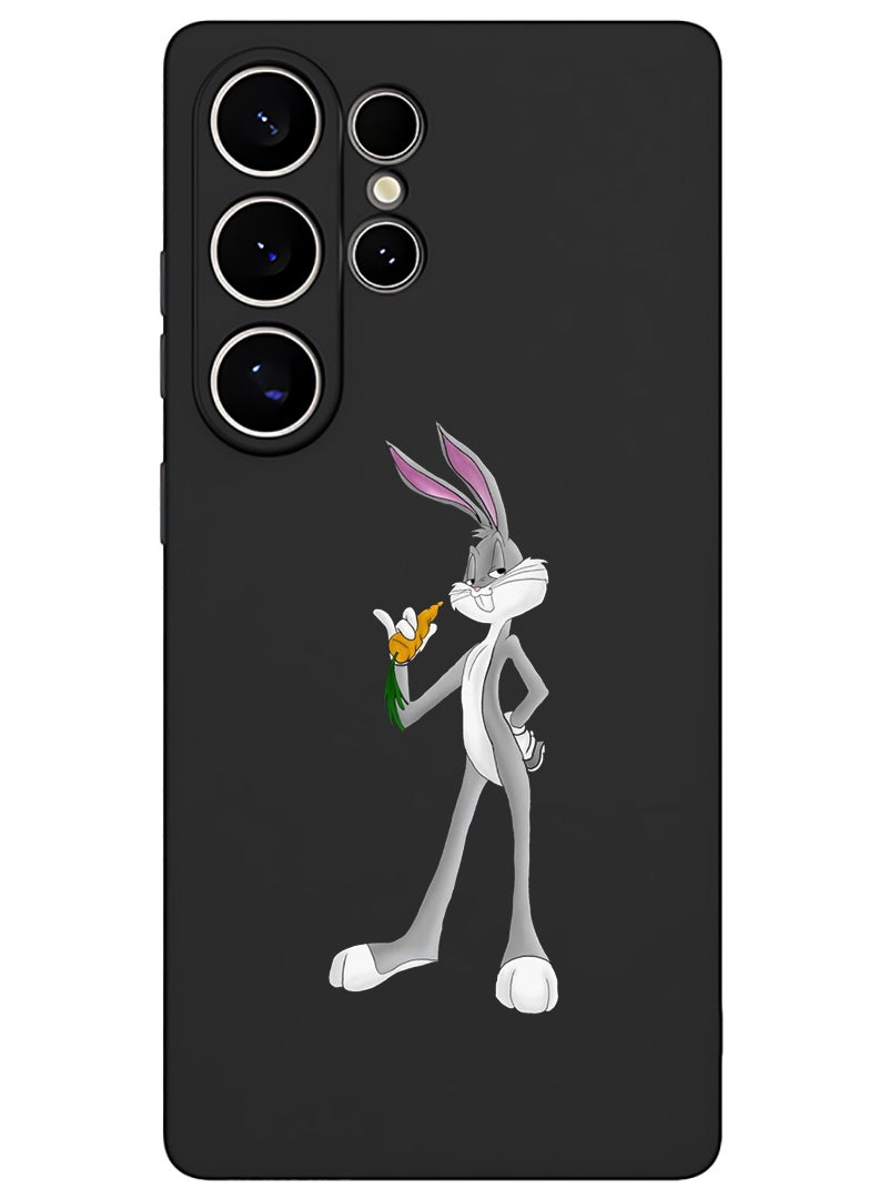 Theodor Protective Slim Fit Case Liquid Silicone Cover with Full Body Protection Anti-Scratch Shockproof Case For Samsung Galaxy S25 Ultra (Black) - rabbit (2) - Image 1