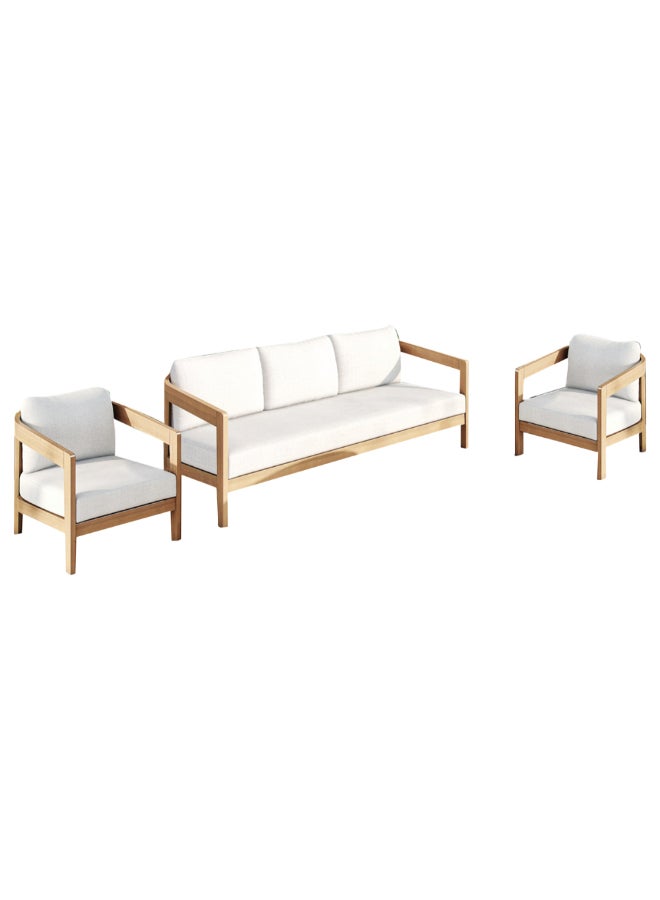 Wesley 4-Piece Acacia Outdoor Seating Set Brown and White 128.25 x 128.25 x 128.25 cm GS511 WESLEY - Image 1