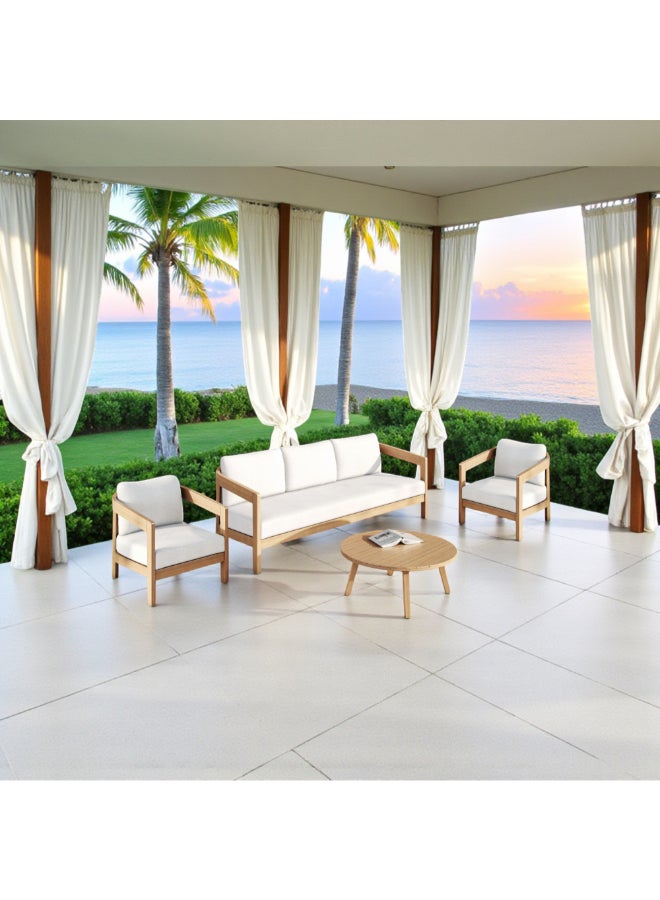 Wesley 4-Piece Acacia Outdoor Seating Set Brown and White 128.25 x 128.25 x 128.25 cm GS511 WESLEY - Image 2