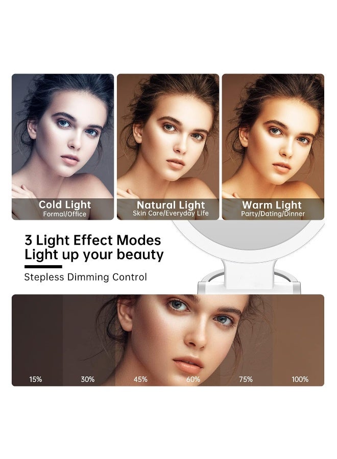 Rechargeable Lighted Makeup Vanity Mirror, 10X/1X Double-Sided Magnifying Mirror with Dimmable Touch Screen, 3 Color Lighting, Portable Tabletop Cosmetic Mirror for Travel. - Image 4