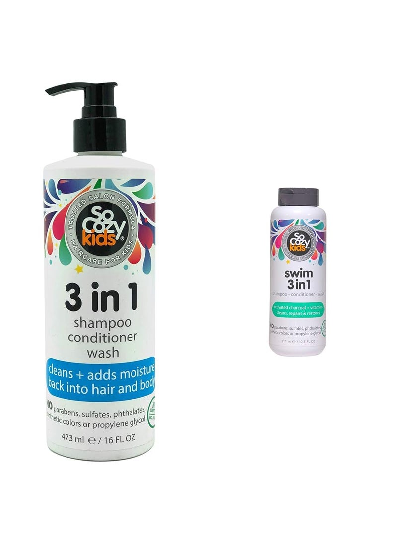 SO COZY - SoCozy 3in1 Shampoo  Conditioner  Body Wash For Kids Hair Cleans and Adds Moisture Back  SoCozy Kids Swim 3in1 Shampoo - Image 1