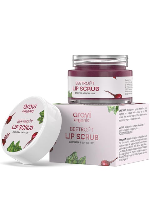 Aravi Organic Beetroot Scrub For Brighter and Softer Lips Suitable for Dark Chapped Pigmented Lips 15G