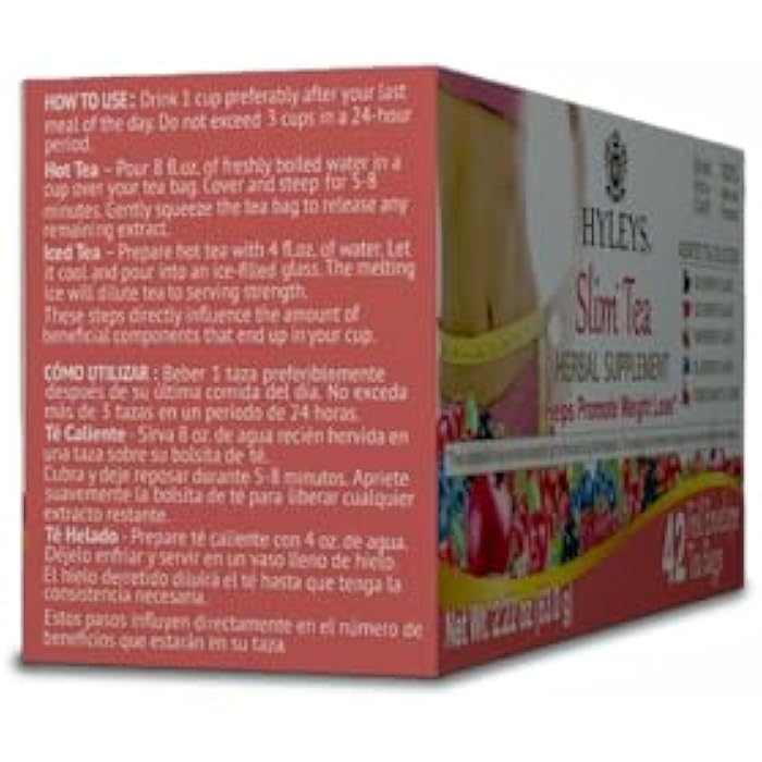 Hyleys Slim Tea 42 Ct Assorted - Weight Loss Herbal Supplement Cleanse and Detox - 42 Tea Bags (1 Pack) - Image 4