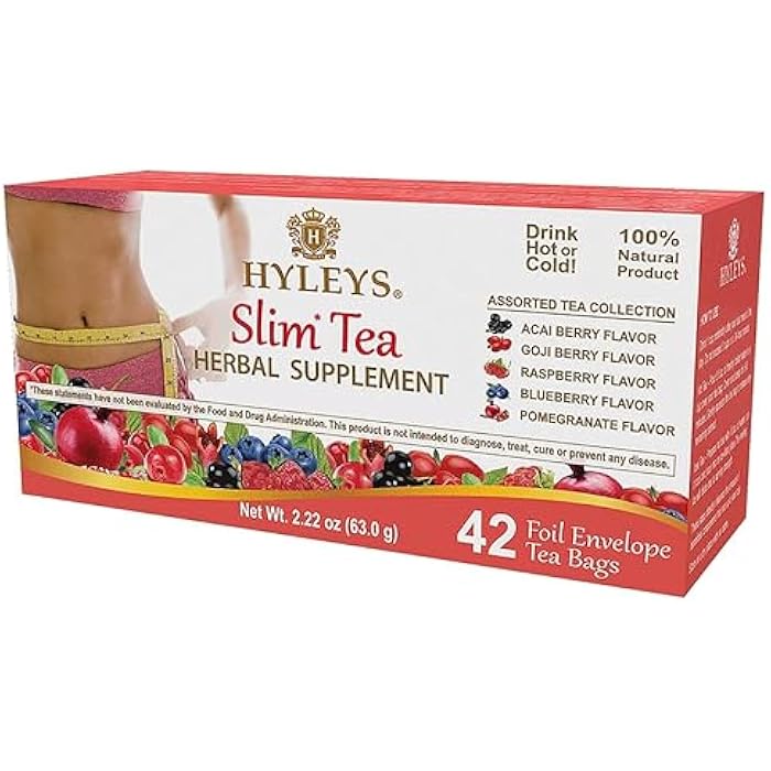 Hyleys Slim Tea 42 Ct Assorted - Weight Loss Herbal Supplement Cleanse and Detox - 42 Tea Bags (1 Pack) - Image 1
