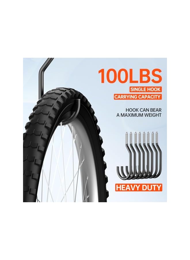 S-TOP 8 Pack Heavy Duty Screw in Bike Hooks - Garage Wall Ceiling Shed Organizer for Bicycles Helmets Tools - Image 3