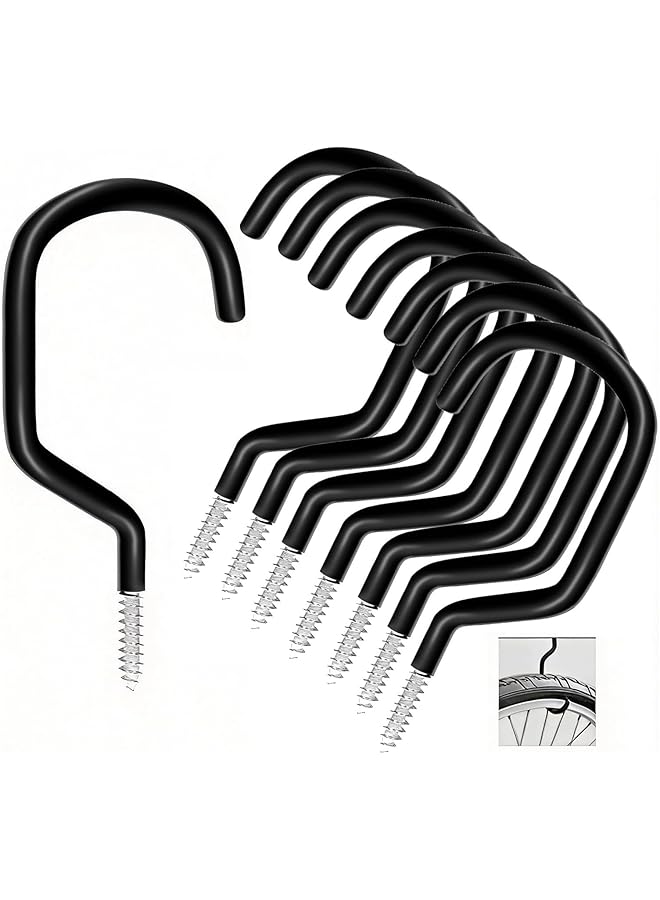 S-TOP 8 Pack Heavy Duty Screw in Bike Hooks - Garage Wall Ceiling Shed Organizer for Bicycles Helmets Tools - Image 1