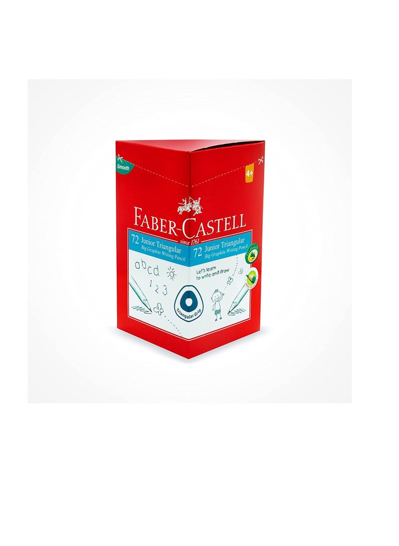 FABER-CASTELL - Faber Castell Junior Triangular Graphite Pencil 2B Display Of 72Pc, Thick Triangular Shape For Better Control And Comfort, Can Be Easily Hold By Small Hands, Black, 116572 - Image 1