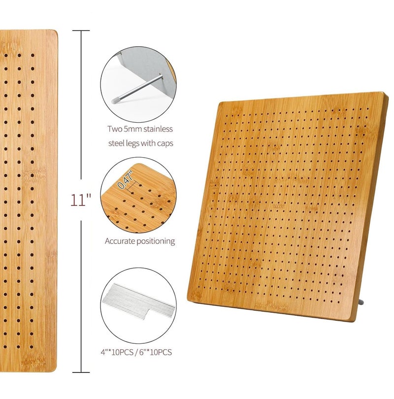 ULOI 13â€Crochet Blocking Board - Upgraded Style with 4 Tension Rods and 20 Pegs â€“ Blocking Boards for Crochet Projects, Ideal for Granny Square Card Deck Users ï¼ˆNatural Colourï¼‰ - Image 2