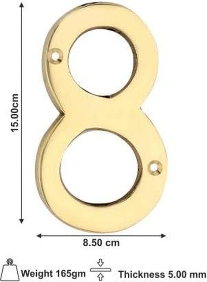 ROSEKA Metal Crafts solid Real Brass Number 6 Inch House Door Hotel School Number 8 Yellow - Image 3