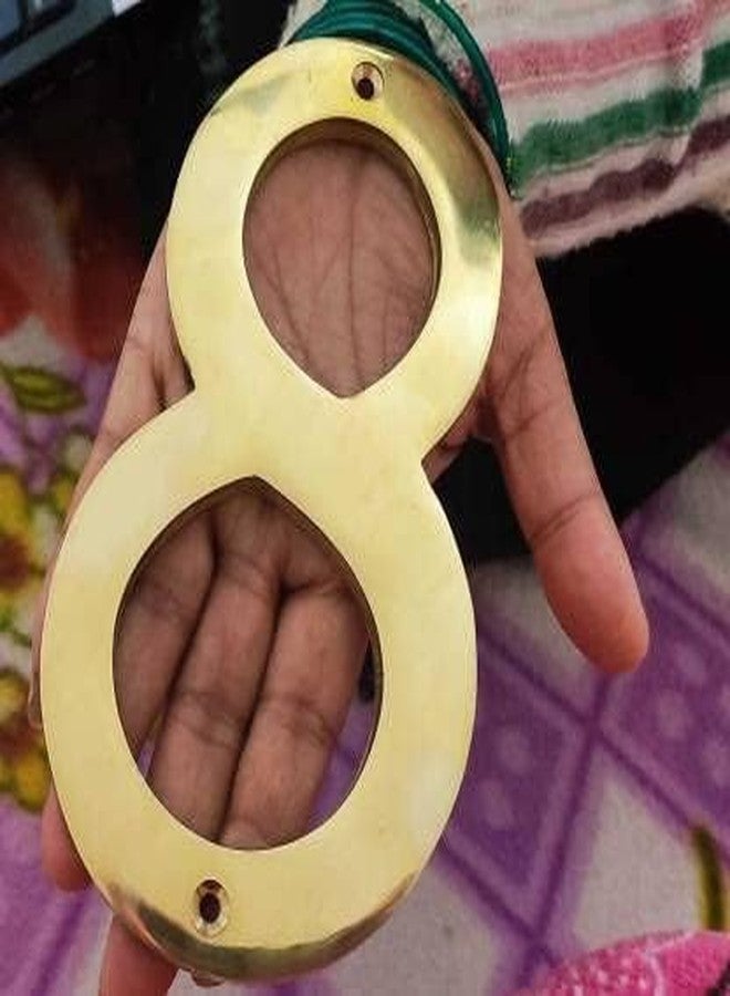 ROSEKA Metal Crafts solid Real Brass Number 6 Inch House Door Hotel School Number 8 Yellow - Image 4