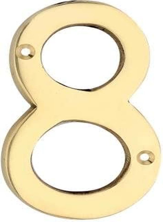 ROSEKA Metal Crafts solid Real Brass Number 6 Inch House Door Hotel School Number 8 Yellow - Image 1