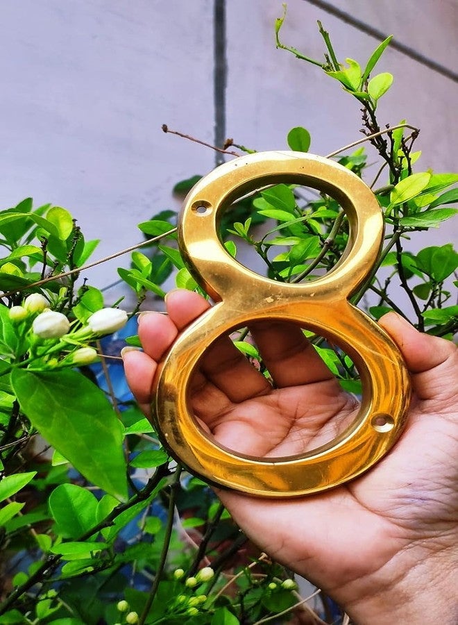 ROSEKA Metal Crafts solid Real Brass Number 6 Inch House Door Hotel School Number 8 Yellow - Image 5