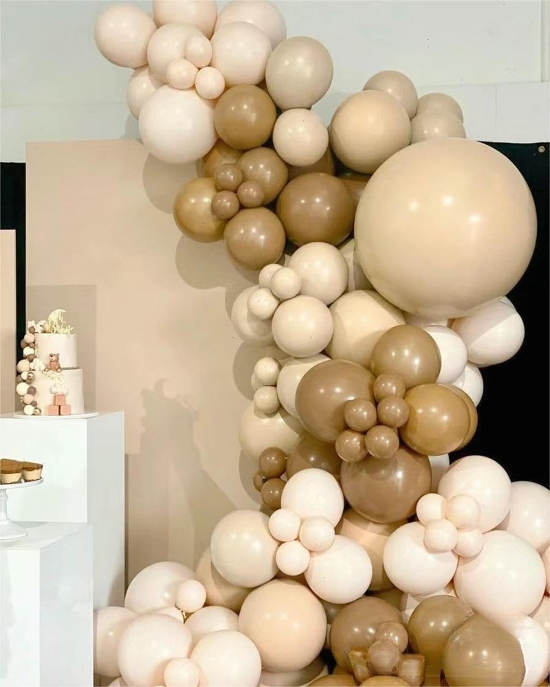 MEBAY Boho Balloons Garland Arch Kit, 146 Pcs Brown Nude White Balloons Different Sizes for Girls Baby Shower Garden Tea Party Bachelorette Birthday Wedding Decorations - Image 4