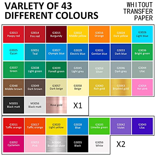 Lya Vinyl 55 Pack Permanent Adhesive Vinyl Sheets for Decor Sticker, Party Decoration, Car Decal - 43 Color Vinyl for Cutting Machine, Craft Cutter - Image 2