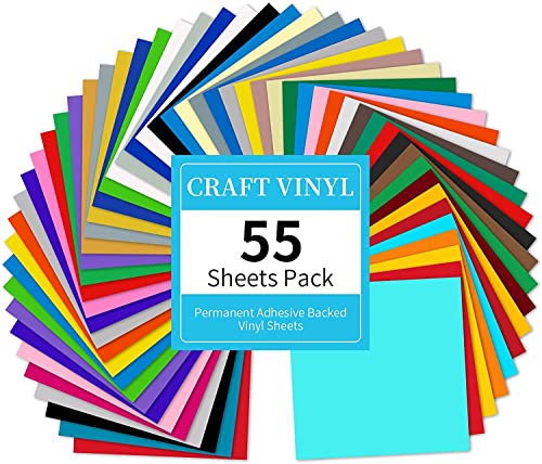 Lya Vinyl 55 Pack Permanent Adhesive Vinyl Sheets for Decor Sticker, Party Decoration, Car Decal - 43 Color Vinyl for Cutting Machine, Craft Cutter - Image 1