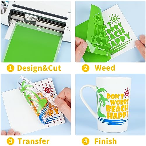 Lya Vinyl 55 Pack Permanent Adhesive Vinyl Sheets for Decor Sticker, Party Decoration, Car Decal - 43 Color Vinyl for Cutting Machine, Craft Cutter - Image 3