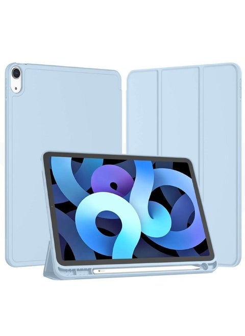 Protective Case for iPad Air 5th Generation 2022/iPad Air 4th Generation 2020 10.9 Inch with Pencil Holder, Support Touch ID and Auto Wake/Sleep, Trifold Stand Smart Case (Sky Blue)