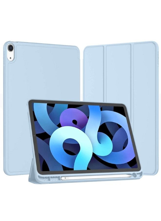 Protective Case for iPad Air 5th Generation 2022/iPad Air 4th Generation 2020 10.9 Inch with Pencil Holder, Support Touch ID and Auto Wake/Sleep, Trifold Stand Smart Case (Sky Blue)