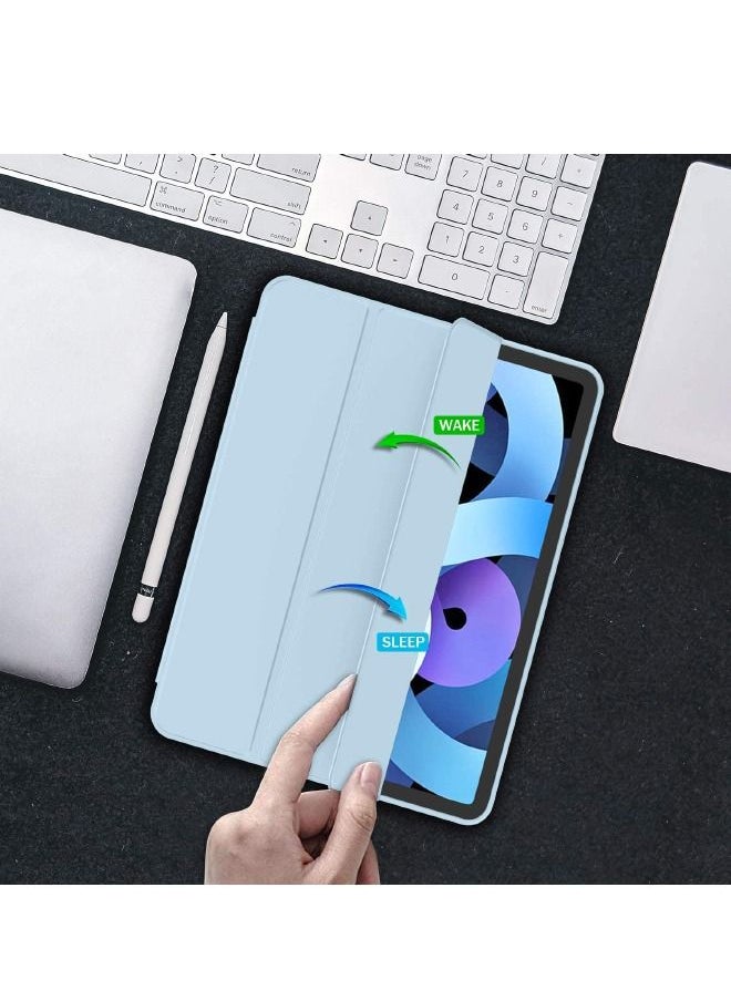 Protective Case for iPad Air 5th Generation 2022/iPad Air 4th Generation 2020 10.9 Inch with Pencil Holder, Support Touch ID and Auto Wake/Sleep, Trifold Stand Smart Case (Sky Blue)