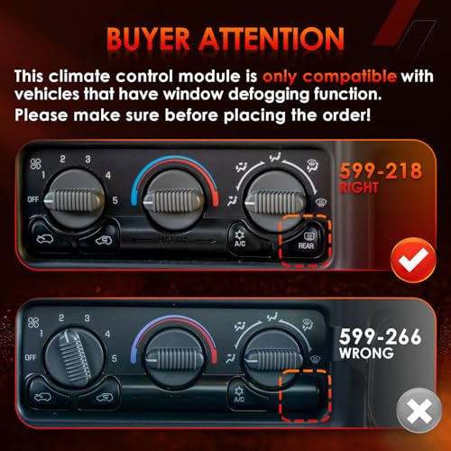 ATRACYPART 599218 Front Climate Control Module with Rear Windshield Defogging Compatible with 19992002 Chevy Avalanche Silverado Suburban Tahoe GMC Sierra Yukon AC Heater Air Conditioning Panel Unit - Image 3