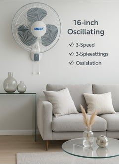 MODI 3 Speed Wall mounted Fan white  - Image 1