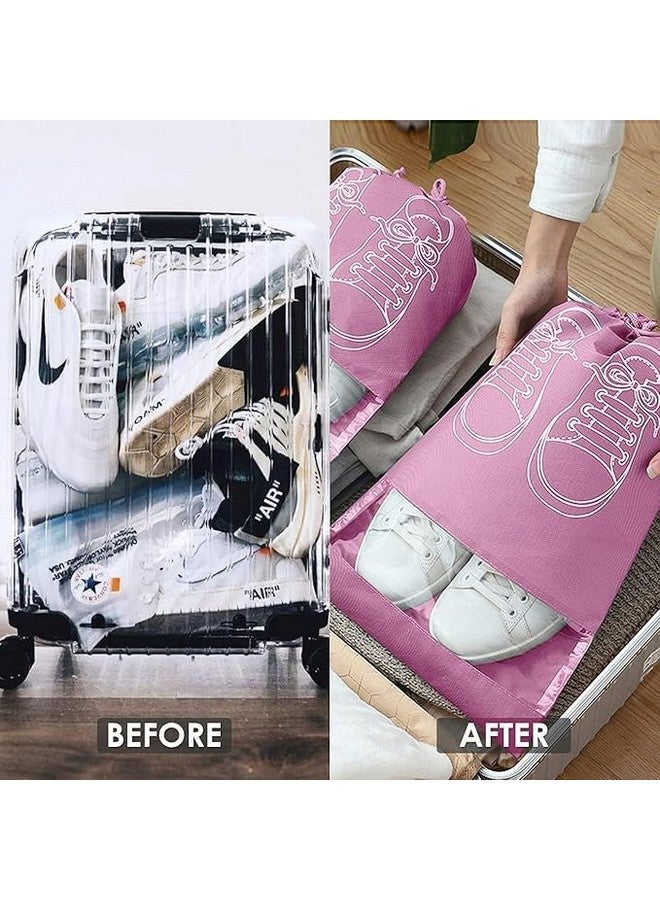 NAYOPI Transparent Window Portable Travel Shoe Bag, Drawstring dustproof, Convenient Storage, 3 Colors, Suitable for Daily Home Storage and Travel Use Shoes Bags, Pack of 5, (32x44cm), Pink - Image 4