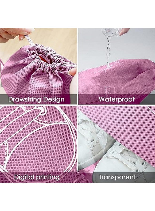 NAYOPI Transparent Window Portable Travel Shoe Bag, Drawstring dustproof, Convenient Storage, 3 Colors, Suitable for Daily Home Storage and Travel Use Shoes Bags, Pack of 5, (32x44cm), Pink - Image 5