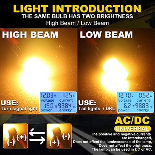 Automaze 12V 7443 7440 T20 Dual Connection/Pin/Buoyant Canbus Error Free 15 Watts 144 LED/SMD For Brake, Reverse Tail Light Bulbs (Amber/Yellow) - Image 5