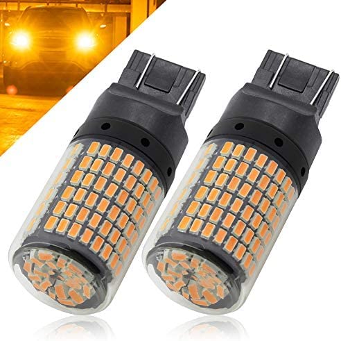Automaze 12V 7443 7440 T20 Dual Connection/Pin/Buoyant Canbus Error Free 15 Watts 144 LED/SMD For Brake, Reverse Tail Light Bulbs (Amber/Yellow) - Image 1