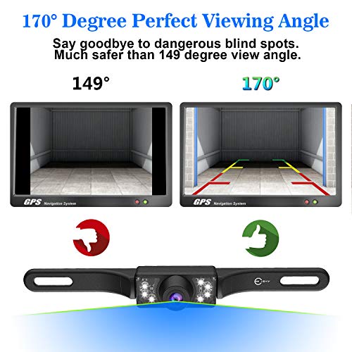 Esky Backup Cmaera for Car, Esky Universal Vehicle Reverse Camera for Truck SUV Van, 170° Wide Angle Rear View License Plate Backup Camera with 7 Bright LEDs Infrared Night Vision, IP68 Waterproof - Image 4