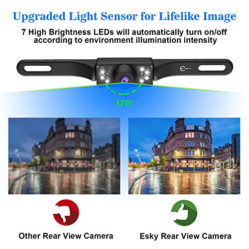 Esky Backup Cmaera for Car, Esky Universal Vehicle Reverse Camera for Truck SUV Van, 170° Wide Angle Rear View License Plate Backup Camera with 7 Bright LEDs Infrared Night Vision, IP68 Waterproof - Image 5