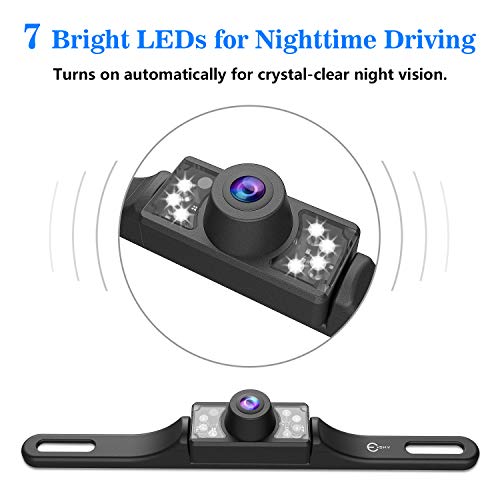 Esky Backup Cmaera for Car, Esky Universal Vehicle Reverse Camera for Truck SUV Van, 170° Wide Angle Rear View License Plate Backup Camera with 7 Bright LEDs Infrared Night Vision, IP68 Waterproof - Image 2