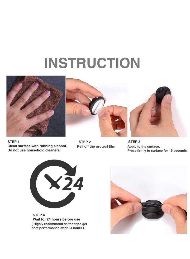 Cable Clips, 16 Pack Black Self Adhesive Cord Holder, Ideal Cable Management Cord Organizer Wire Keeper for Desk, Nightstand, Phone Charger, Computer, Home, Office, Car - Image 2