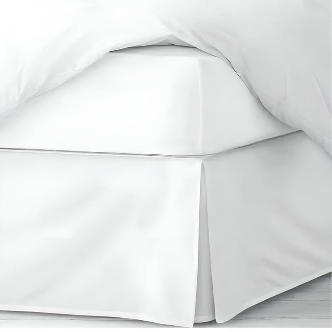PLEATED BED SKIRT QUEEN SIZE 60X72 15 INCH DROP WITH PLATFORM DESIGN FOR SECURE FIT SPLIT CORNERS WRINKLERESISTANT MICROFIBER FOR MODERN STYLISH LOOK TAILORED BEDDING LOOKS WHITE