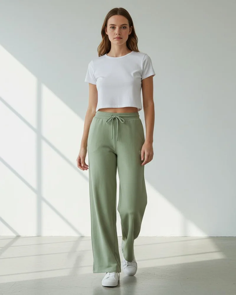 Redtag Women Green Wide Leg Active Pants