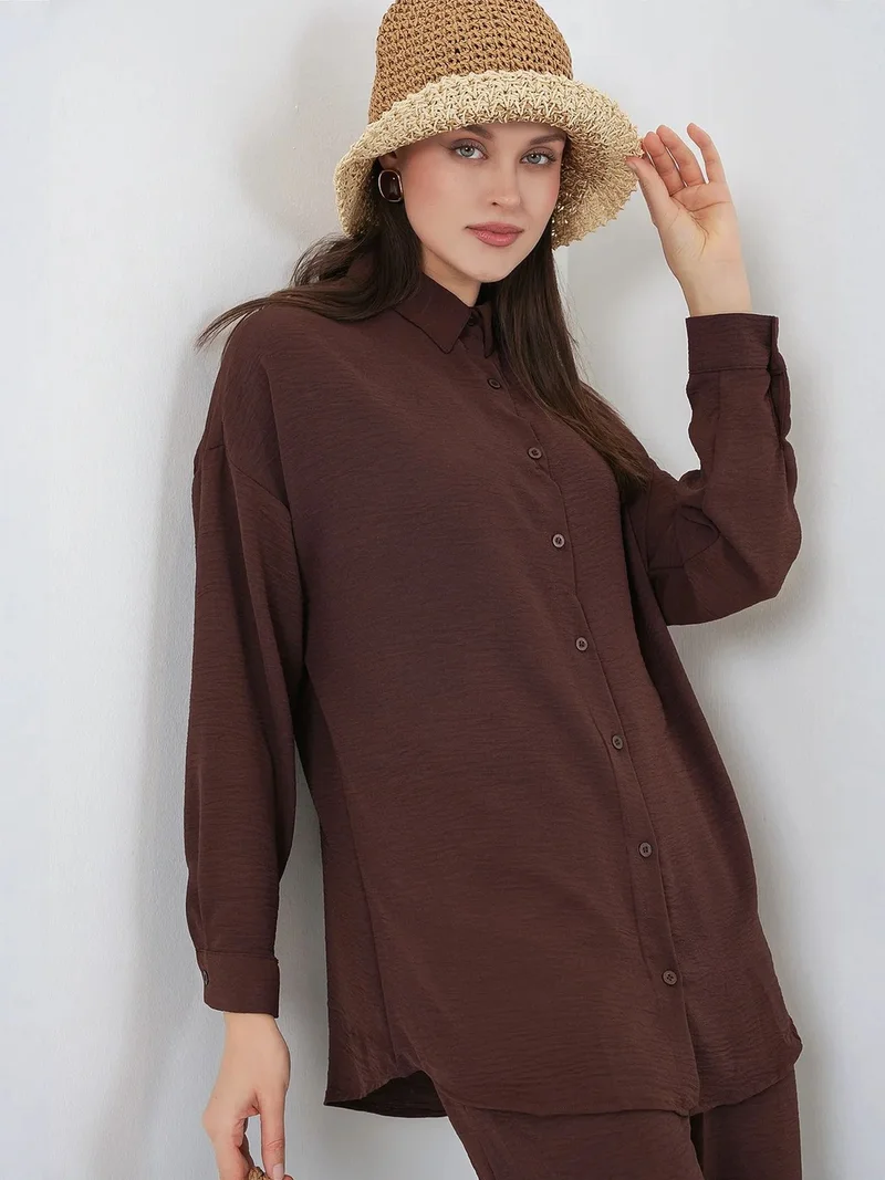 بيغ دارت BDART Oversized Buttoned Shirt and Wide Leg Pants Co-ord Set
