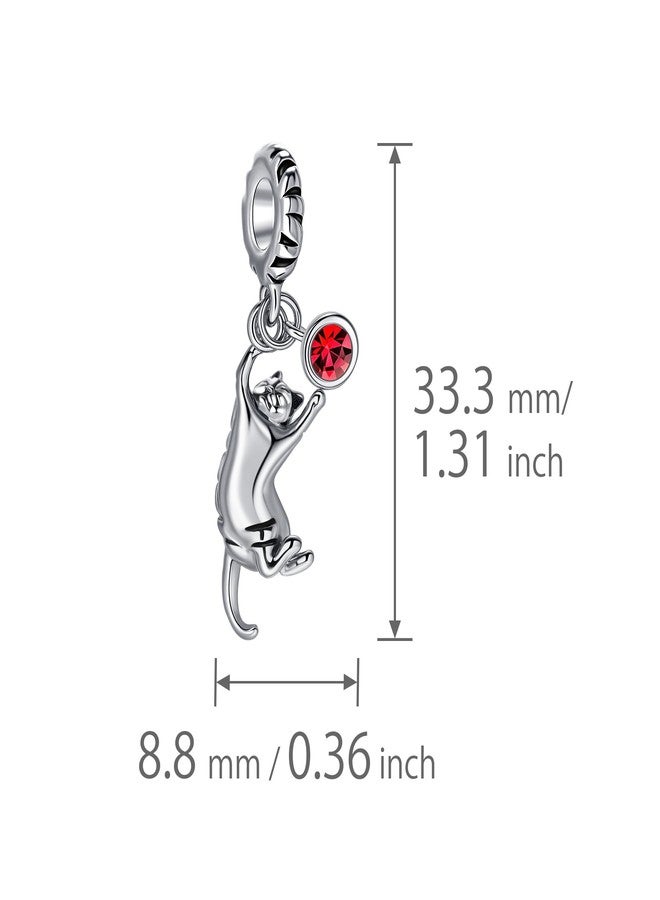 MiiFort Playing Tabby Cat Dangle Charm Compatible with Pandora Charms Bracelets with October Pink Birthstones Ginger Cats Lovers Women Birthday - Image 4
