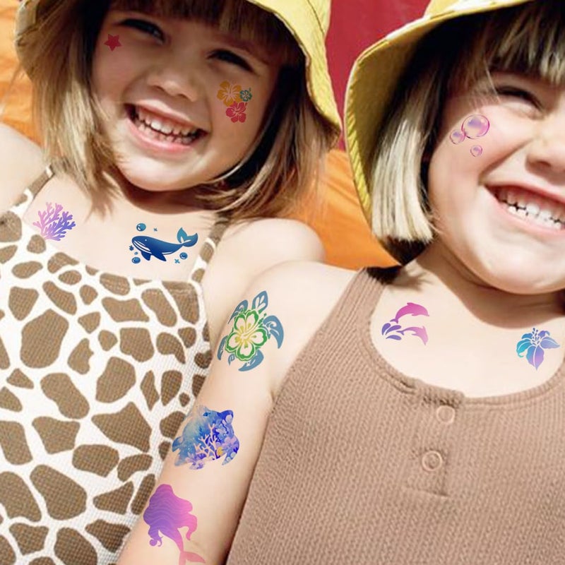 CHARLENT Temporary Tattoos for Kids - 320 Mixed Styles (36 Sheets) Tattoo Stickers Set for Boys and Girls, Car Dinosaur Hawaii Mermaid Watercolor Animals Tattoos for Kids Birthday Party Supplies - Image 5