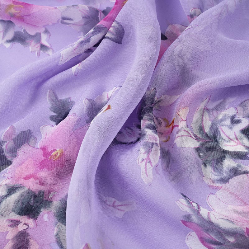 E-Clover Scarfs for Women Lightweight Floral Printed Scarves Soft Chiffon Sheer Scarf Shawl Flower Elegant Lavender Purple Scarfs Pink - Image 5