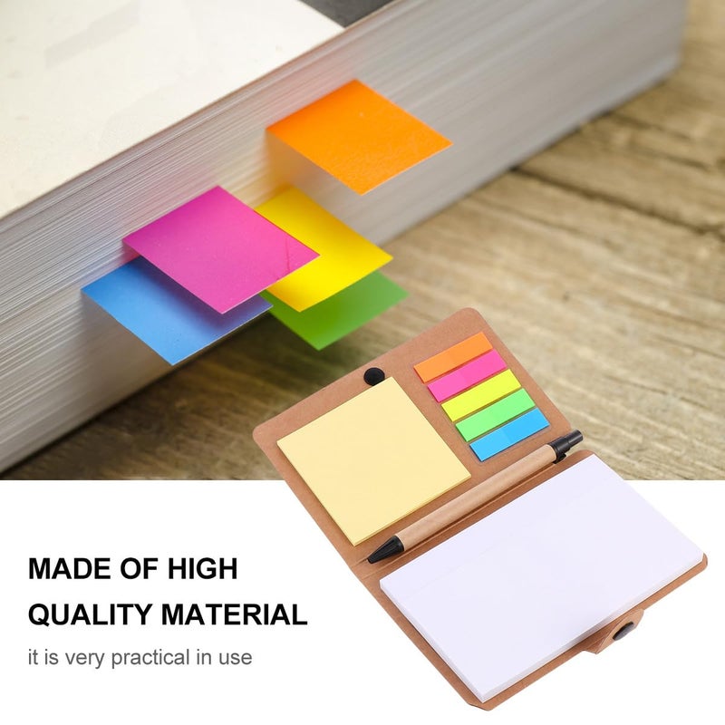 Kraft Paper Sticky Memo Notebook Set with Self Stick Notes and Index Label Tabs - Image 5