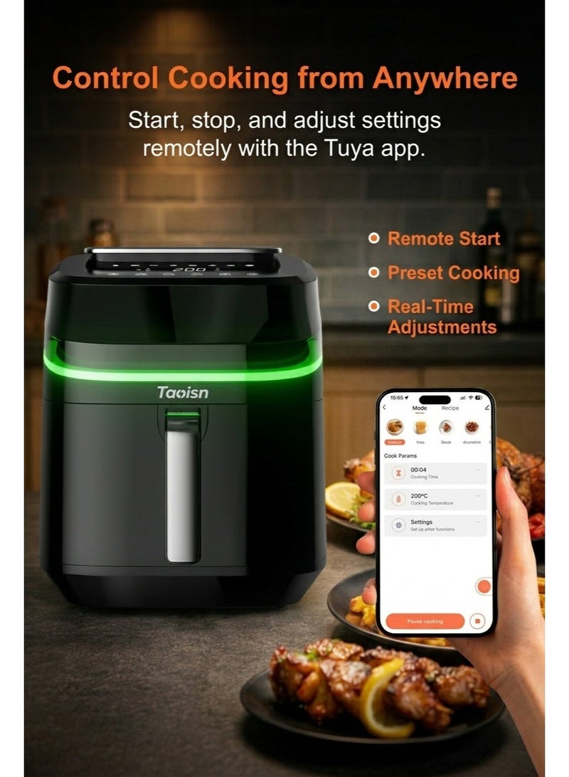 TAOISN 7L Air Fryer with 3D Rapid Heating (Top & Bottom Dual Heating), Water Spray Technology, App Control, Viewing Window, 1800W, Non-Stick Basket, Free Silicone Tray & Tongs and Oil Brush | Perfect for Large Families - Image 5