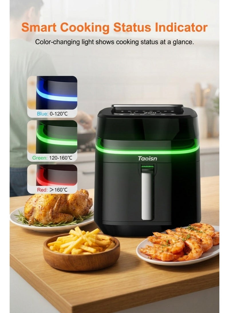 TAOISN 7L Air Fryer with 3D Rapid Heating (Top & Bottom Dual Heating), Water Spray Technology, App Control, Viewing Window, 1800W, Non-Stick Basket, Free Silicone Tray & Tongs and Oil Brush | Perfect for Large Families - Image 3