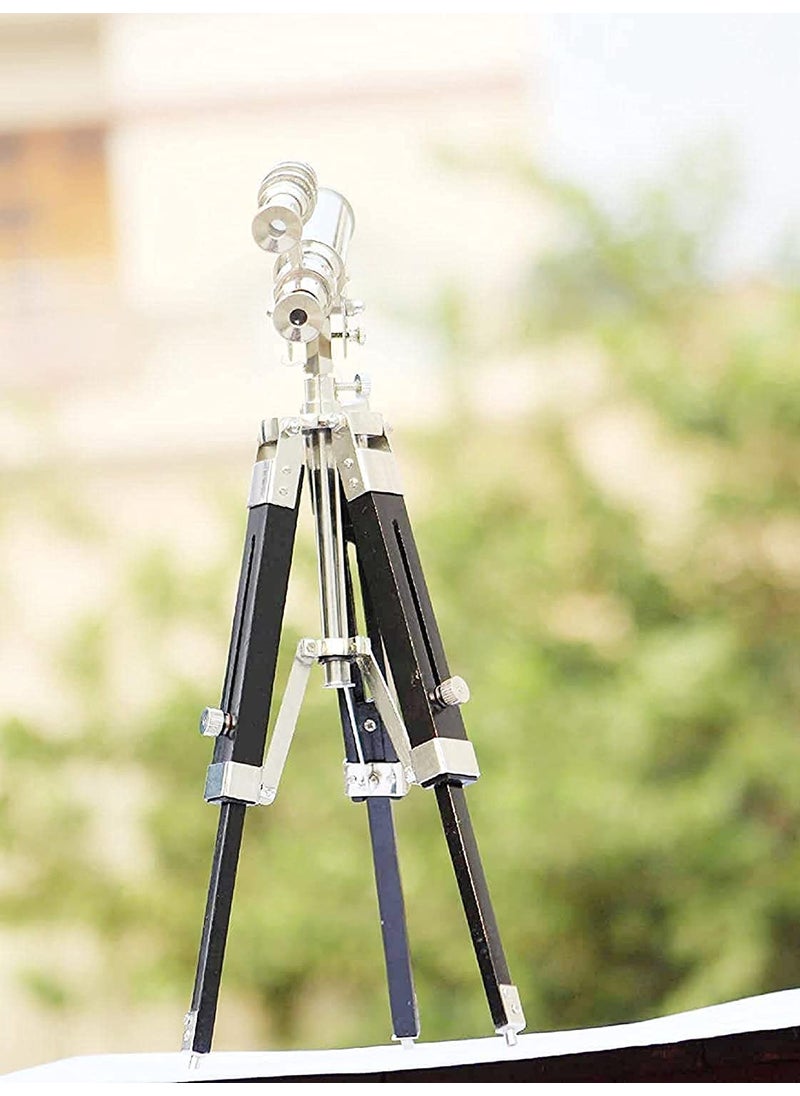 Room Decoration Handmade Nautical Brass Double Barrel Telescope with Tripod Stand Brass ChromeTelescope Brass with Tripod Christmas Day Gift Birthday Gift Item  - Image 2
