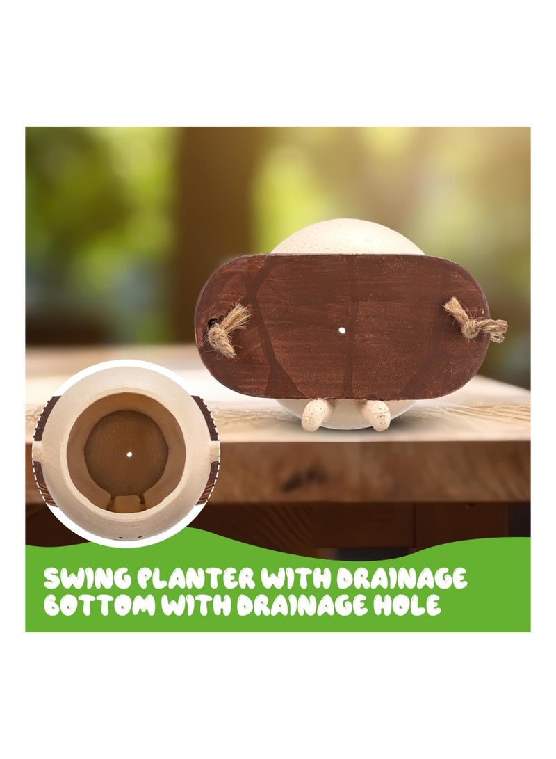 KASTWAVE Swing Hanging Face Planter, Cute Resin Head Planters Succulent Pots Plant Hanger, Mini Plant Potting Unique Sitting Sway Pots for Indoor Outdoor Plant Holder - Image 4