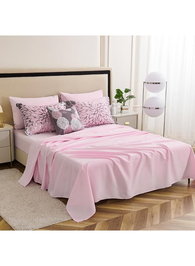 Koniroom 8 Pieces Pink and Grey Comforter Set King Size Bed in a Bag King with for Women Teen Girls, Reversible Comforter with 2 Pillow Shams 1 Pink Flat Sheet 1 Fitted Sheet 2 Pillowcases  - Image 5