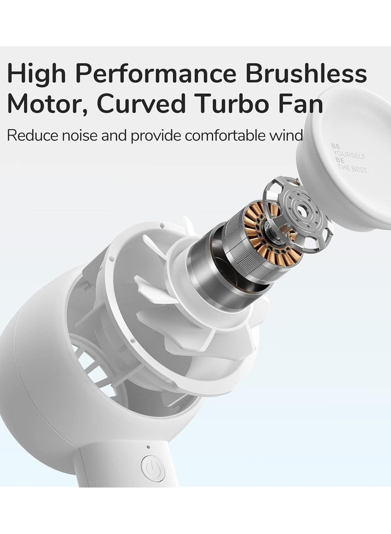 عام Handheld Turbo Fan [16H Max Cooling Time] Mini Portable Hand Fan, 4000mAh USB Rechargeable Personal Fan, Battery Operated Small Pocket Fan with 5 Speeds for Travel/Outdoor/Home/Office (White) - Image 5