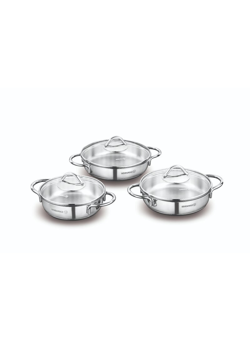 Korkmaz Tombik stainless steel cezve set Pikata 6 pieces.
